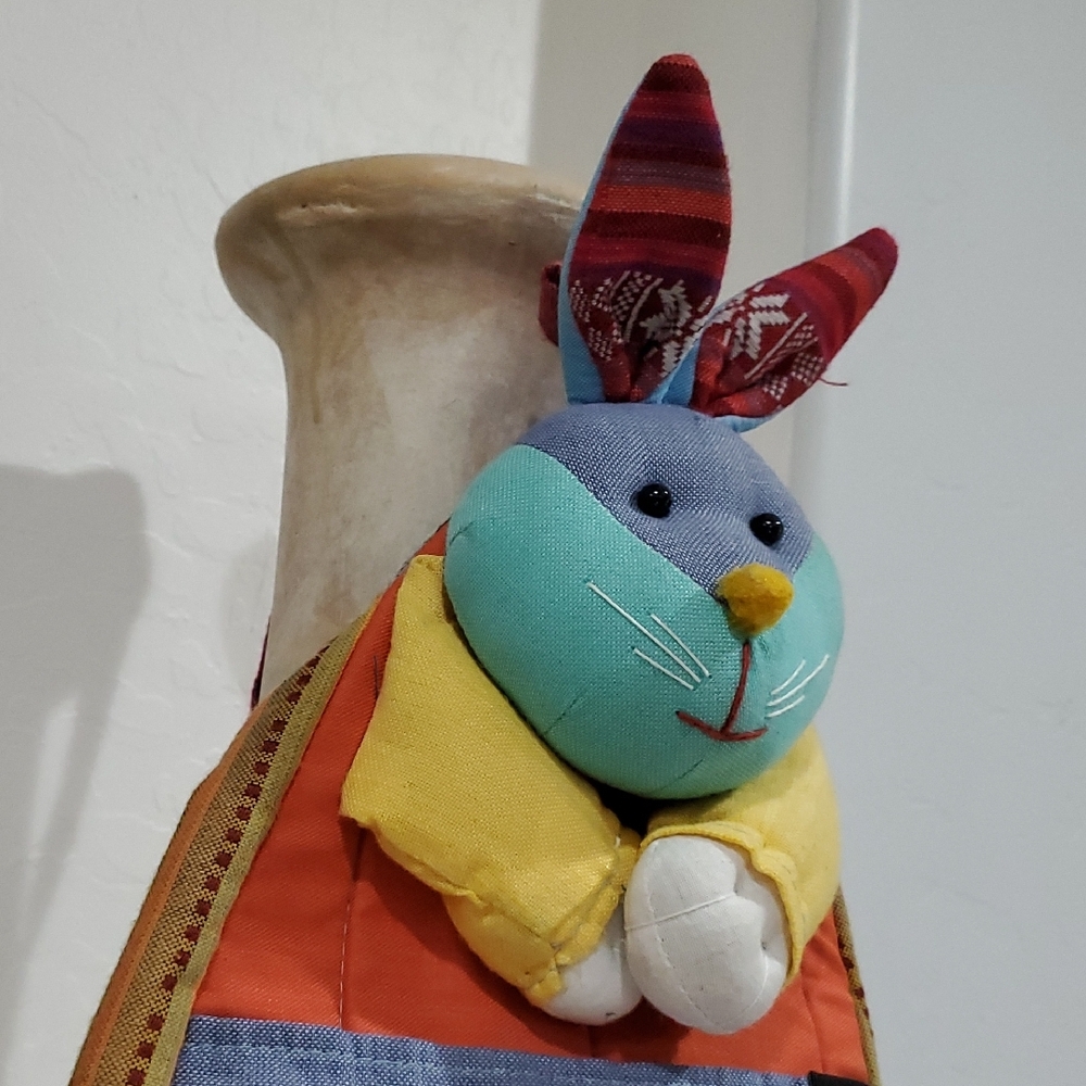 Colorful Bunny Rabbit Backpack Artisan Handmade Sustainable Mission Rafi Nova - Picture 6 of 15